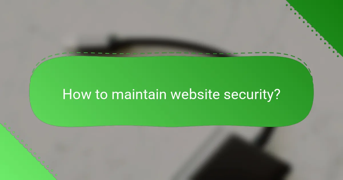 How to maintain website security?