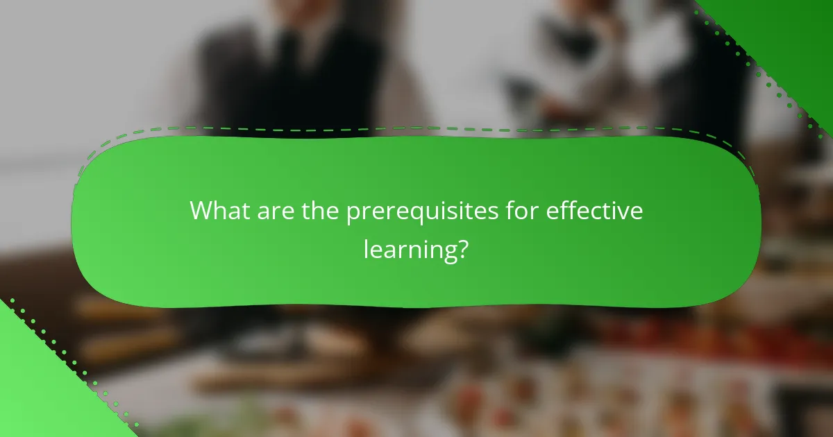 What are the prerequisites for effective learning?