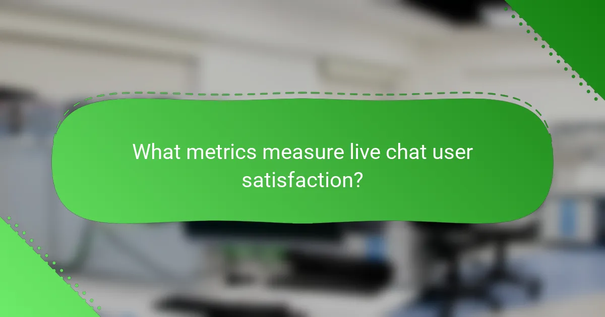 What metrics measure live chat user satisfaction?